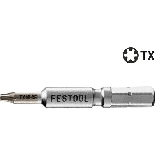 Festool TX10 CE Bit mit CENTROTEC-Antrieb, Länge 50 mm, Stahlausführung mit chemisch vernickelter Bitspitze