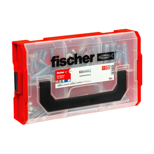 Fischer FixTainer DuoHM S – kompakte L-Box mit 90 Dübeln für Plattenbaustoffe