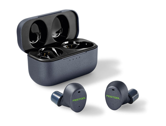 Festool GHS 25 I Gehörschutz mit Ladecase und zwei kabellosen In-Ear Ohrstöpseln mit Bluetooth und Lärmreduzierung.
