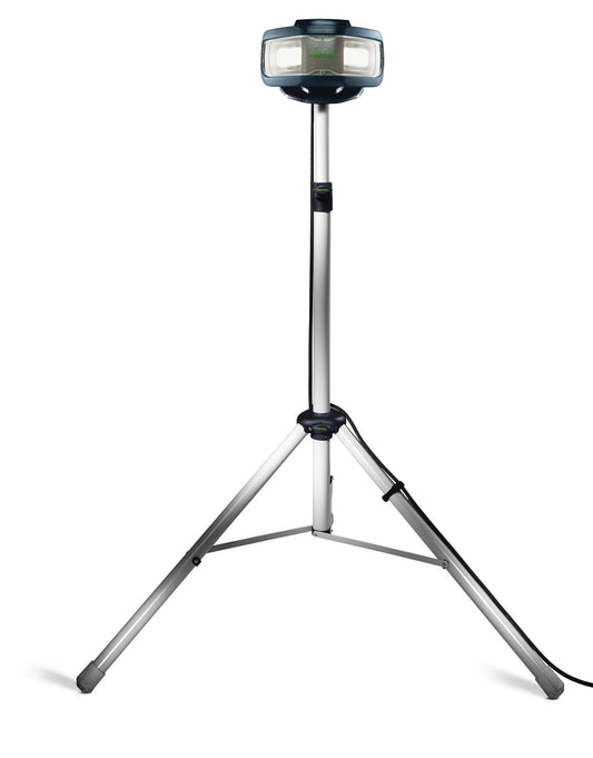 Festool SYSLITE DUO-Plus LED Baustrahler auf Stativständer mit ausziehbarem Mast und Tripod-Fuß
