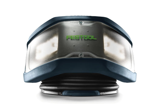 Festool SYSLITE DUO Baustrahler LED-Kopf mit 180° Streuwinkel, Draufsicht, grünes Festool-Logo sichtbar