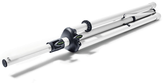 Festool Stativ ST DUO 200 mit ausfahrbaren Teleskopbeinen und Kopfhalterung, höhenverstellbar bis 200 cm.