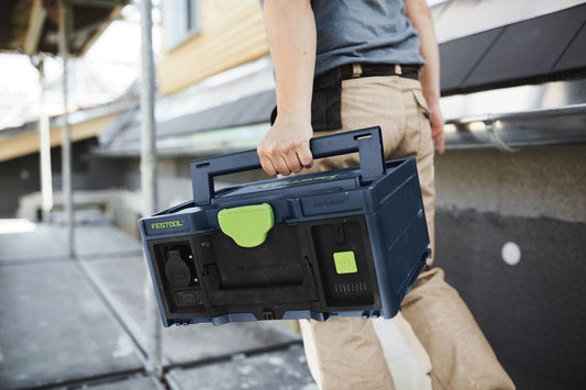 Festool SYS-PST 1500 Li HP PowerStation im Systainer-Format, tragbar mit Griff auf Baustelle