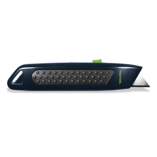 Festool CM-FT1 Sicherheits-Cuttermesser mit automatischem Klingeneinzug, genoppter Softgrip, Metallgehäuse dunkelblau