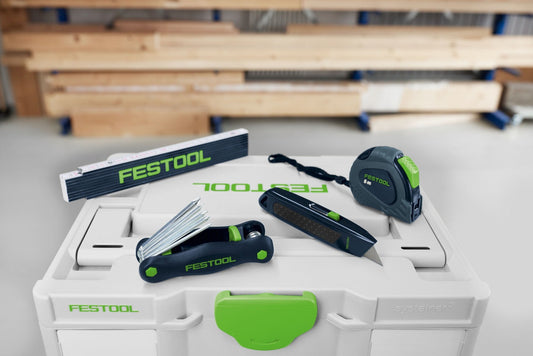 Festool Sicherheits-Cuttermesser CM-FT1 mit Zubehör in Systainer, inklusive Stahllineal, Messer und Maßstab