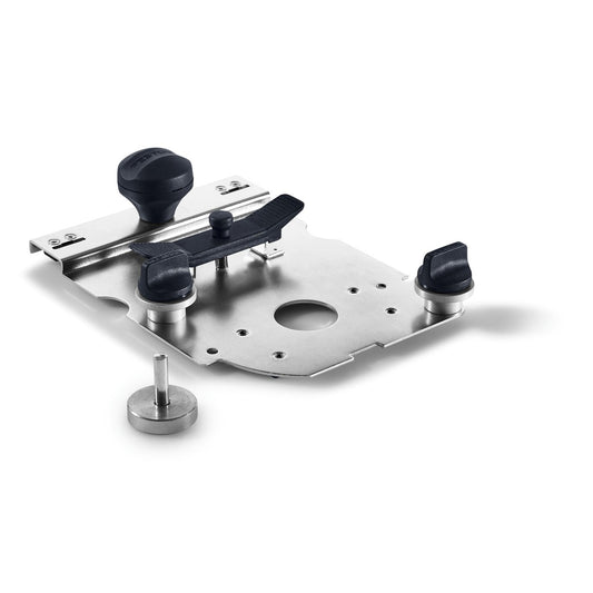 Festool Führungsplatte FP-LR 32 mit Zentrierdorn, Positionierungswippe und Handgriff für Oberfräsen LR 32 System