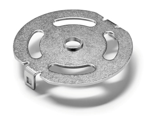 Festool Kopierring aus Metall mit Befestigungselement für präzise Schablonenführung an Oberfräsen