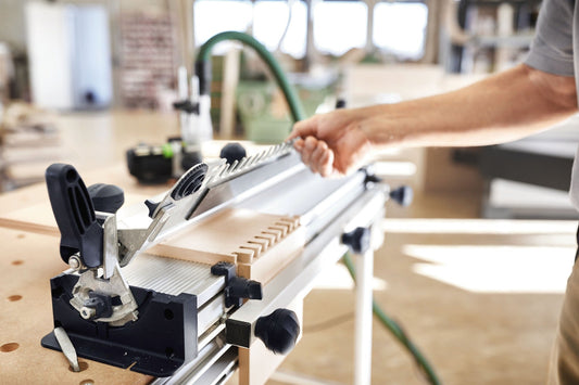 Festool VS 600 Schablonen-Set Schwalbenschwanz-Verbindung mit Exzenterräder, Anwendung Holzbearbeitung