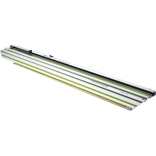 Festool Kappschiene FSK 670 mit Schnellverschluss, Führungsschiene und Anschlagleiste in Seitenansicht.