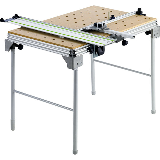Festool Multifunktionstisch MFT/3 mit Lochplatte, Aluprofilen, Führungsschiene und klappbaren Beinen für präzises Spannen