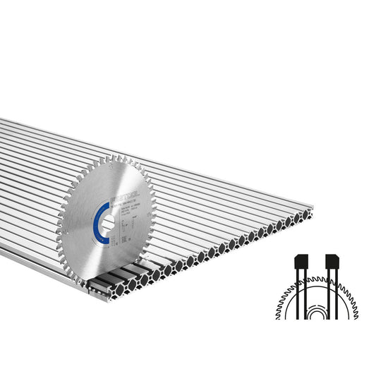 Festool Kreissägeblatt ALUMINIUM/PLASTICS HW mit Hartmetallbestückung und Spanwinkel-Diagramm