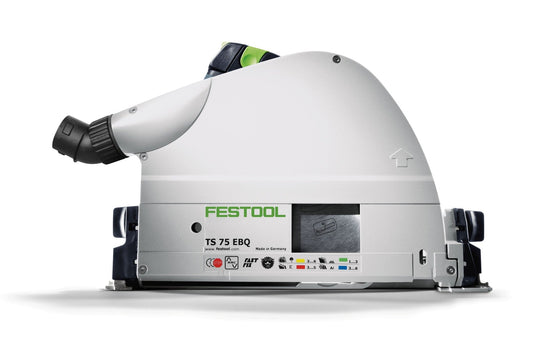 Festool Tauchsäge TS 75 EBQ-Plus Seitenansicht mit grünem Handgriff und Bedienelemente auf Gehäuse