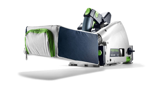Festool Staubfangbeutel SB-TSC mit Reißverschluss und Verschlussklappe, faltbar, angebracht an Akku-Tauchsäge TSC 55