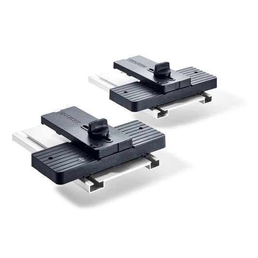 Festool Winkelabstützung AB-KA-UG/2, zwei Stück, schwarze Kunststoffanschläge mit T-Nut für Kranzprofile.