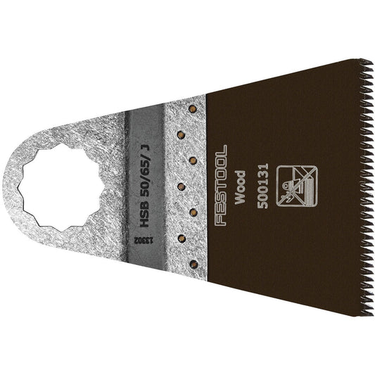Festool Holz-Sägeblatt HSB 50/65 mit Starlock-Aufnahme, Metallaufnahme und Sägehebel sichtbar
