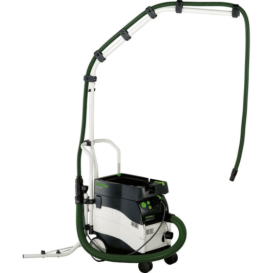 Festool Absaugarm CT-ASA Gelenkarm mit grünem Schlauch an Absaugmobil montiert, Hauptansicht