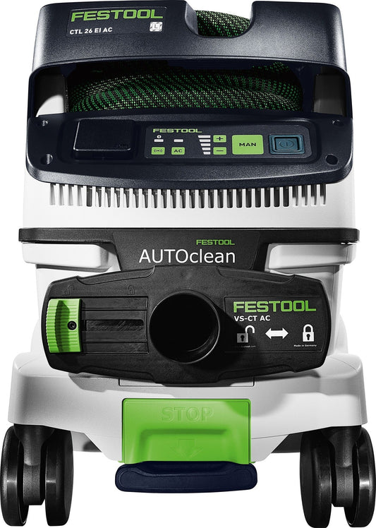 Festool CTL 26 EI AC Absaugmobil mit AUTOCLEAN-System, Bedienfeld und Abluftfilter Ansicht von oben.