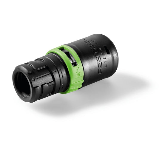 Festool Anschlussmuffe D 27 DM-AS/CT mit grünem Bajonettverschluss und Bypass-Regelung, Frontalansicht