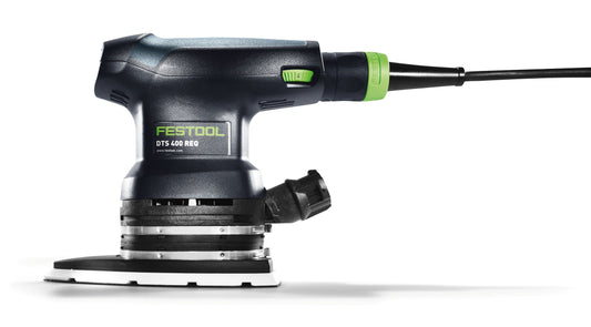 Festool DTS 400 REQ Deltaschleifer mit Schleifschuh und Absaugschlauch, Seitenansicht