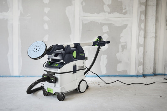 Festool CLEANTEC CTL 36 EI AC-PLANEX Absaugmobil mit Langhalsschleifer auf Baustelle