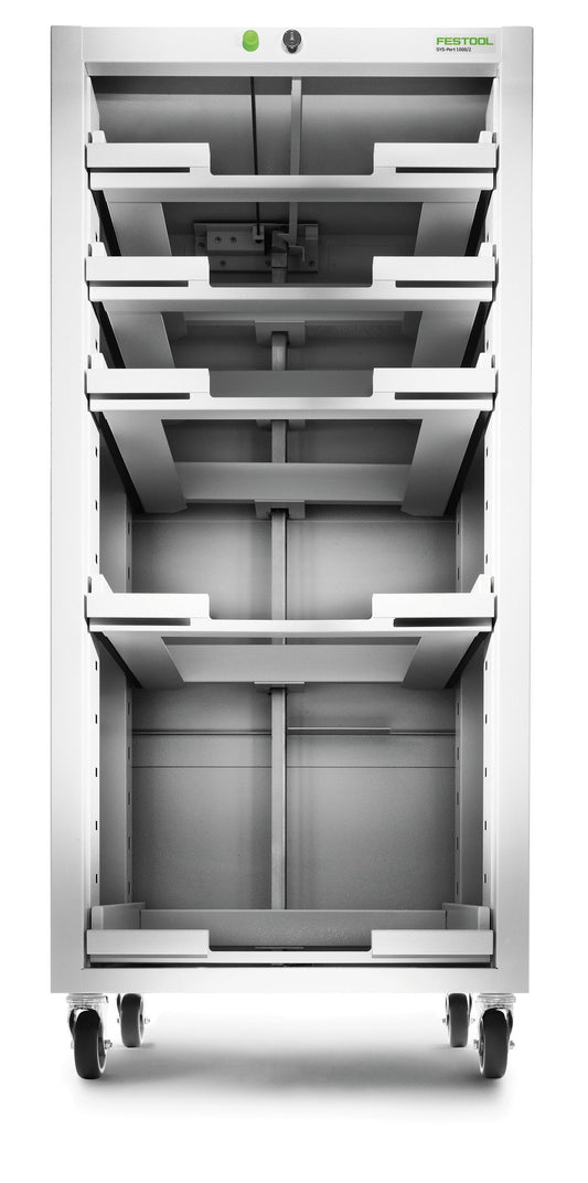 Festool Systainer-Port SYS-PORT 1000/2 Frontansicht mit geöffneten Schubladen und Vollauszügen