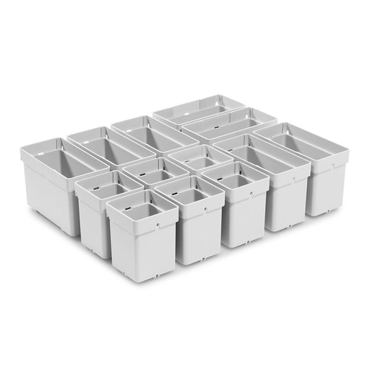 Festool Einsatzboxen-Set 50x50 und 50x100 mm weiß für Systainer, 13 Boxen mit Schaumstoffpads