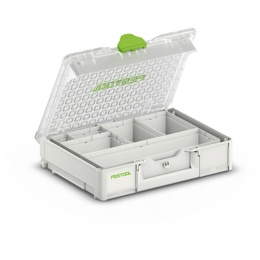 Festool Systainer³ Organizer SYS3 ORG M 89 mit transparentem Deckel und 6 modularen Einsatzboxen zur Aufbewahrung von