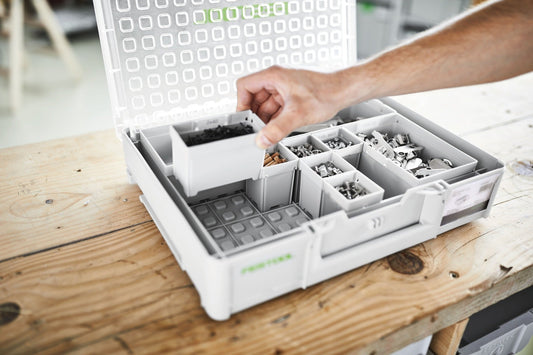 Festool Systainer³ Organizer mit Einsatzboxen für Kleinteile wie Schrauben und Bits offen