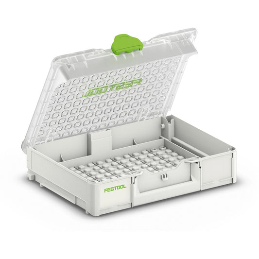 Festool Systainer³ Organizer SYS3 ORG M 89 Kleinteilbox mit transparentem Deckel und Lagerfächern offen