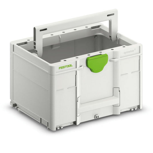 Festool Systainer³ ToolBox SYS3 TB M 237 mit offener Bauweise, grünem Verschluss und Tragegriff