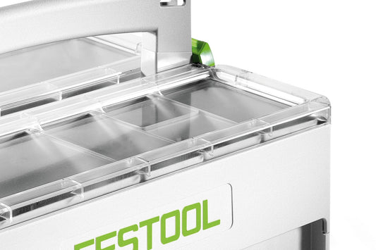 Festool SYS-SB Einsatzboxen 60x60x71 mit 6 separaten Fächern für Kleinteile offene Ansicht