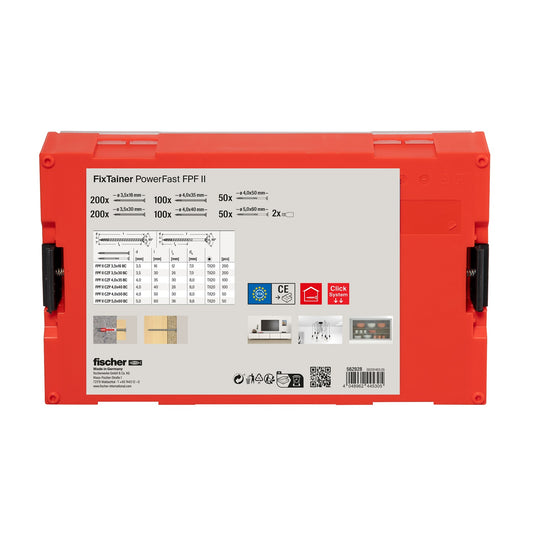fischer FIXtainer PowerFast FPF II SK VG TX Schrauben-Sortimentsbox 702-teilig, rot, oben offen