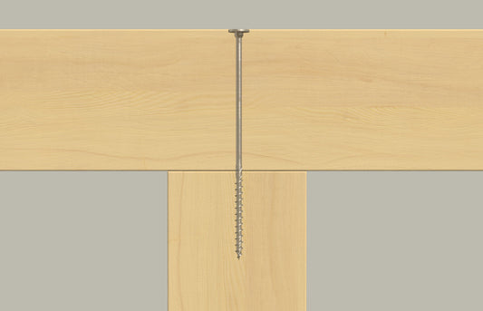 fischer Holzbauschraube PowerFast FPF II STP mit Stufensenkkopf in Holz eingedreht, Anwendungsbeispiel
