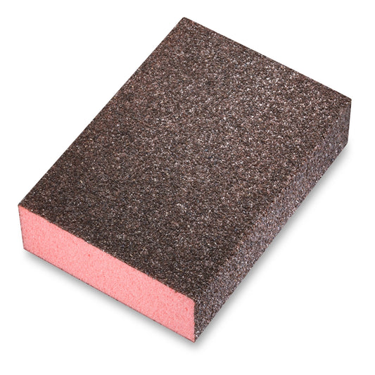 Sia 7990 siasponge block hart Schleifschwamm in Grau mit rosa Unterseite, vierseitig beschichtet